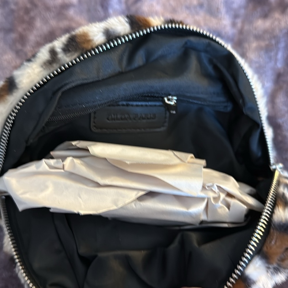 Gilda Paris Leopard Print Faux Fur Mini Backpack - Picture 5 of 5